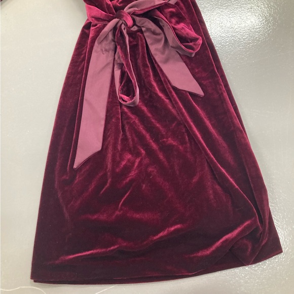 Adrianna Pepell Long Sleeve Velvet Tuxedo Faux Wrap Dress size 18W in Maroon - Picture 7 of 13